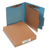 Pressboard 25-Pt. Classification Folders, Letter, Four-Section, Sky Blue, 10/Box