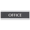 Century Series Office Sign, OFFICE, 9 x 3, Black/Silver