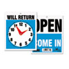 Headline(R) Sign Double-Sided Open/Will Return Sign with Clock Hands