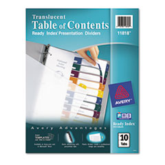 Avery(R) Ready Index(R) Customizable Table of Contents Plastic Dividers