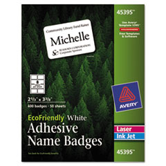 Avery(R) EcoFriendly Adhesive Name Badge Labels