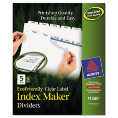 Avery(R) Index Maker(R) EcoFriendly Print & Apply Clear Label Dividers with White Tabs