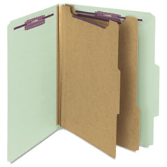Pressboard Classification Folders, Six SafeSHIELD Fasteners, 2/5-Cut Tabs, 2 Dividers, Letter Size,