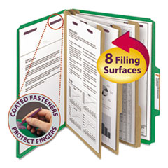 Smead(R) Eight-Section Colored Pressboard Top Tab Classification Folders with SafeSHIELD(R) Coated Fasteners
