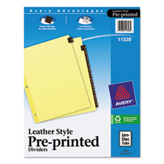 Avery(R) Preprinted Red Leather Tab Dividers with Clear Reinforced Binding Edge