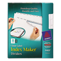 Avery(R) Index Maker(R) Print & Apply Clear Label Dividers with White Tabs for Copiers