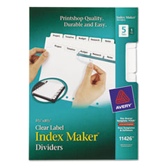Avery(R) Index Maker(R) Print & Apply Clear Label Dividers with White Tabs