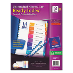 Avery(R) Ready Index(R) Customizable Table of Contents Unpunched Dividers with Narrow Tabs