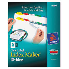 Avery(R) Index Maker(R) Print & Apply Clear Label Dividers with Color Tabs