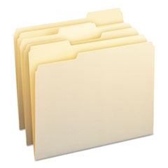 File Folders, 1/3 Cut Assorted, One-Ply Top Tab, Letter, Manila, 100/BX