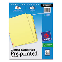 Avery(R) Preprinted Laminated Tab Dividers with Copper Reinforced Holes
