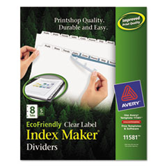 Avery(R) Index Maker(R) EcoFriendly Print & Apply Clear Label Dividers with White Tabs