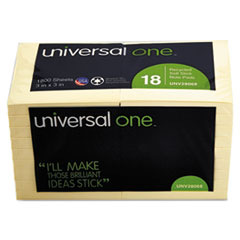 Universal(R) Recycled Self-Stick Note Pads