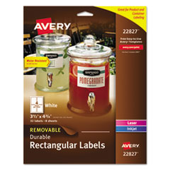 Avery(R) Removable Durable White Rectangle Labels