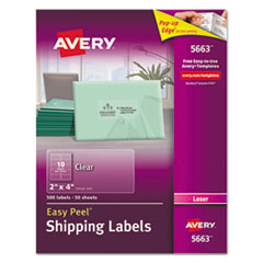 Matte Clear Easy Peel Mailing Labels w/ Sure Feed Technology, Laser Printers, 2 x 4, Clear, 10/Sheet