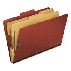 Six-Section Pressboard Classification Folders, 2" Expansion, 2 Dividers, 6 Fasteners, Legal Size, Re