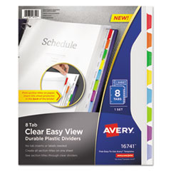 Avery(R) Clear Easy View Plastic Dividers with Multicolored Tabs & Sheet Protector