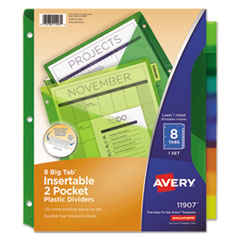 Avery(R) Insertable Big Tab(TM) Plastic Double-Pocket Dividers