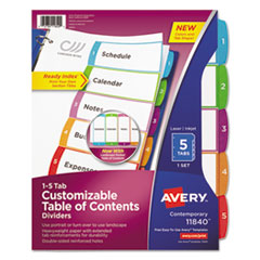 Avery(R) Ready Index(R) Customizable Table of Contents Multicolor Dividers