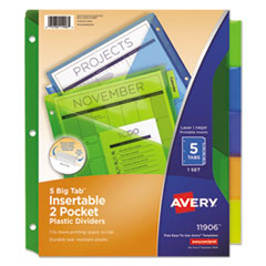 Avery(R) Insertable Big Tab(TM) Plastic Double-Pocket Dividers