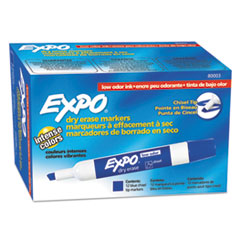 Low-Odor Dry-Erase Marker, Broad Chisel Tip, Blue, Dozen