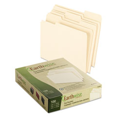 Earthwise by Pendaflex 100% Recycled Manila File Folder, 1/3-Cut Tabs: Assorted, Letter, 0.75" Expan