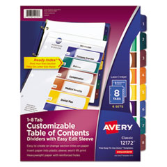 Avery(R) Ready Index(R) Customizable Easy Edit Table of Contents Multicolor Dividers