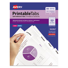 Avery(R) Printable Plastic Tabs with Repositionable Adhesive