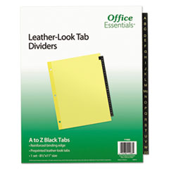 Office Essentials(R) Preprinted Black Leather Tab Dividers