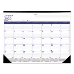 DuraGlobe Monthly Desk Pad Calendar, 22 x 17, White/Blue/Gray Sheets, Black Binding/Corners, 12-Mont