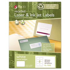 MACO(R) Recycled Laser/Inkjet White Name Badge Labels