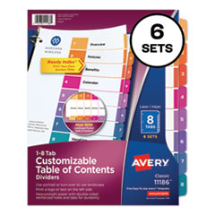 Customizable TOC Ready Index Multicolor Tab Dividers, 8-Tab, 1 to 8, 11 x 8.5, White, Traditional Co