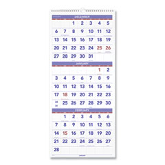 Deluxe Three-Month Reference Wall Calendar, Vertical Orientation, 12 x 27, White Sheets, 14-Month (D