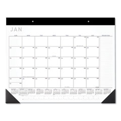 Contemporary Monthly Desk Pad, 22 x 17, White Sheets, Black Binding/Corners,12-Month (Jan to Dec): 2