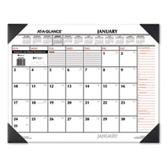 Two-Color Monthly Desk Pad Calendar, 22 x 17, White Sheets, Black Corners, 12-Month (Jan to Dec): 20