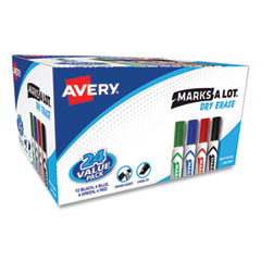 MARKS A LOT Desk-Style Dry Erase Marker Value Pack, Broad Chisel Tip, Assorted Colors, 24/Pack (9818