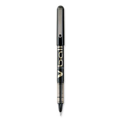 VBall Liquid Ink Roller Ball Pen, Stick, Fine 0.7 mm, Black Ink, Black/Clear Barrel, Dozen