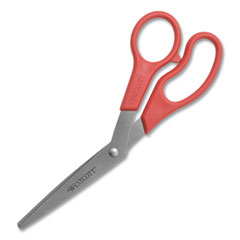 Value Line Stainless Steel Shears, 8" Long, 3.5" Cut Length, Crane-Style Red Handle