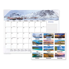 Seascape Panoramic Desk Pad, Seascape Panoramic Photography, 22 x 17, White Sheets, Clear Corners, 1
