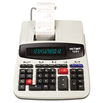Victor&#174; 1297 Two-Color Commercial Printing Calculator, Black/Red Print, 4 Lines/Sec