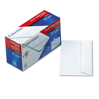 Columbian Grip-Seal Security Tint Business Envelopes, Side Seam, #6-3/4,White Wove, 55/Box