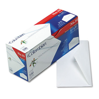 Columbian Gummed Seal Business Envelope, Executive Style, #10, White, 100/Box