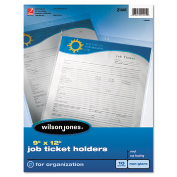 Wilson Jones&#174; Job Ticket Holder, Non-Glare Finish, Clear Front/Frosted Back, 10/Pack
