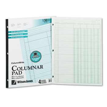 Wilson Jones&#174; Accounting Pad, Four Eight-Unit Columns, Two-sided, Letter, 50-Sheet Pad