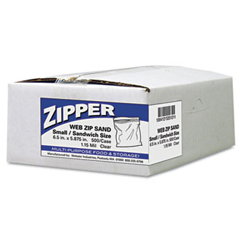 Handi-Bag&#174; Recloseable Zipper Seal Sandwich Bags, 1.15mil, 6.5 x 5.875, Clear, 500/Box