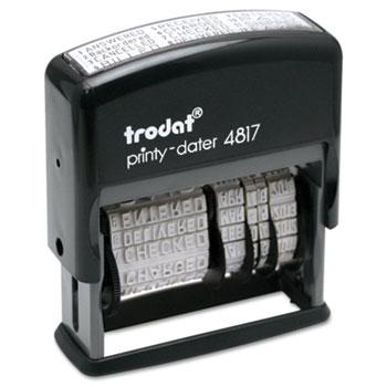Trodat&#174; Trodat Economy 12-Message Stamp, Dater, Self-Inking, 2 x 3/8, Black