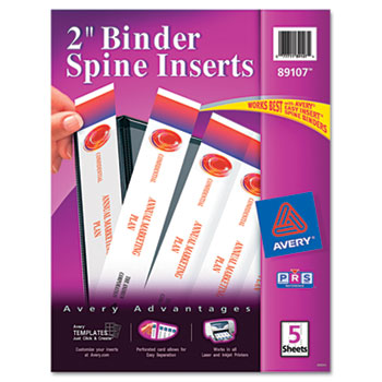 Avery 2&quot; Binder Spine Inserts, 20/PK