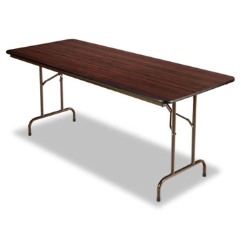 Alera&#174; Wood Folding Table, Rectangular, 72w x 29 3/4d x 29h, Walnut