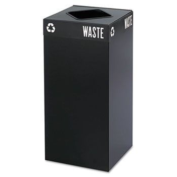 Safco&#174; Mayline&#174; Public Square Recycling Container, Square, Steel, 31gal, Black