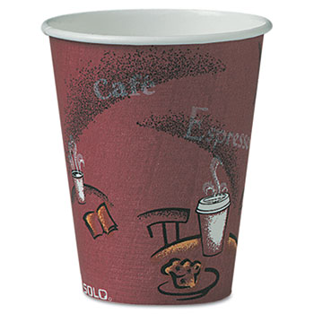 SOLO&#174; Cup Company Bistro Design Hot Drink Cups, Paper, 8oz, Maroon, 500/Carton